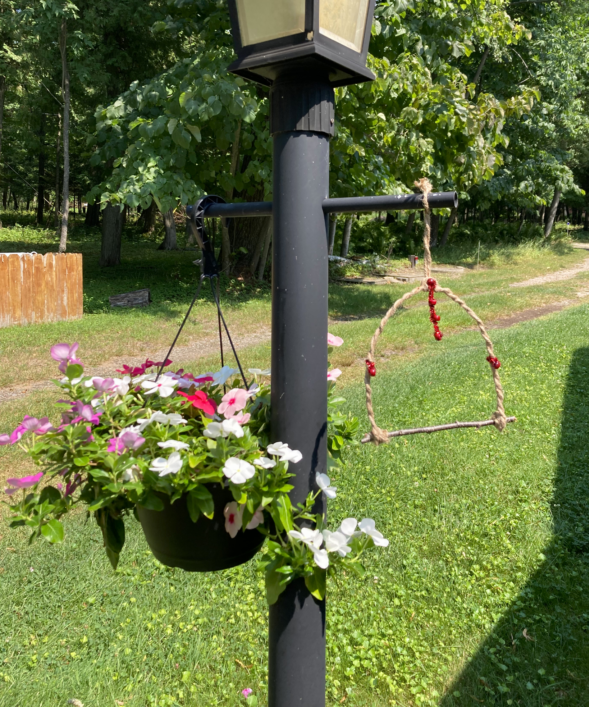 DIY hummingbird swing on lamppost