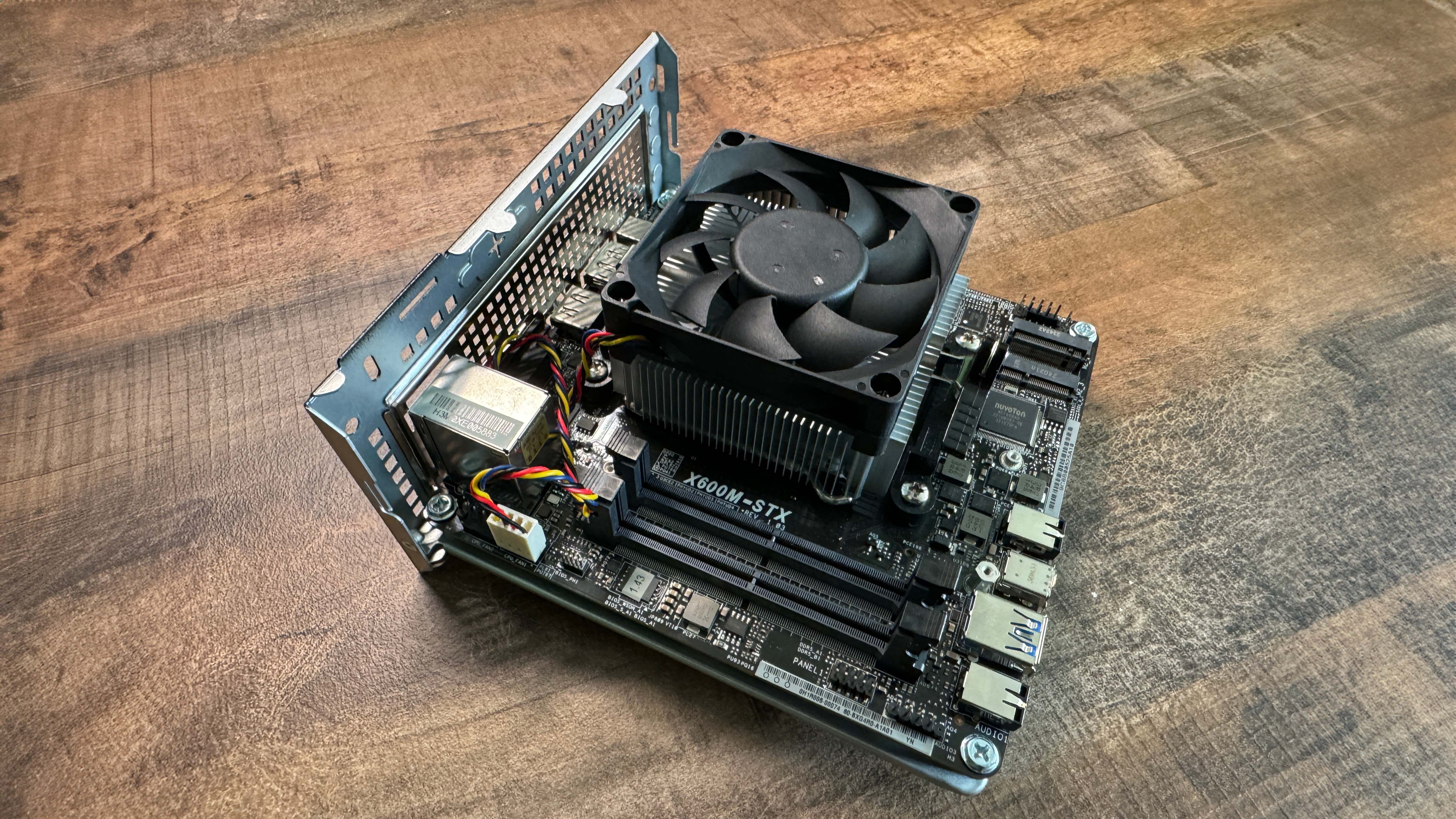 The Asrock Deskmini X600 three quarter view