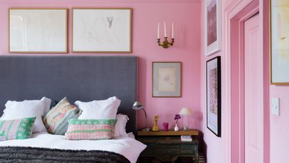 Elegant White Master Bedroom & Blush Decorative Pillows - The Pink