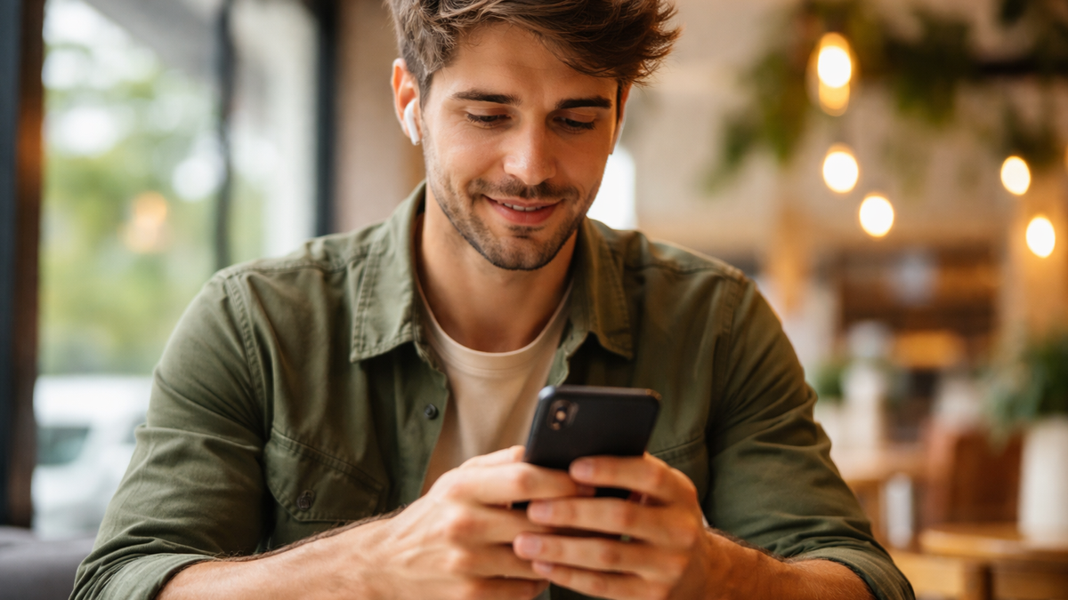 man texting
