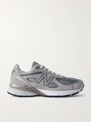 New Balance, 990v4 leather-trimmed suede and mesh sneakers