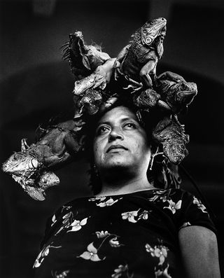 Mexican woman in headdress