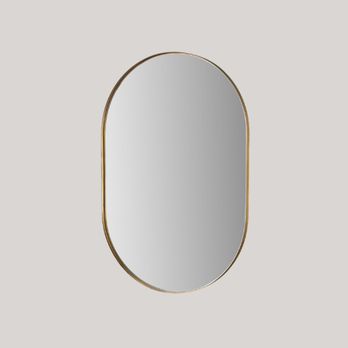 Pacific Brushed Gold Metal Slim Frame Oval Wall Mirror