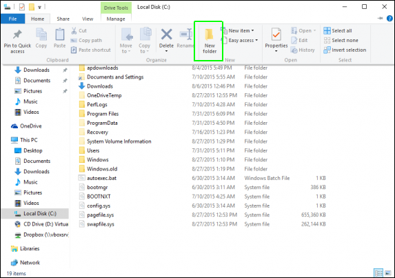 how to create a new folder windows 10