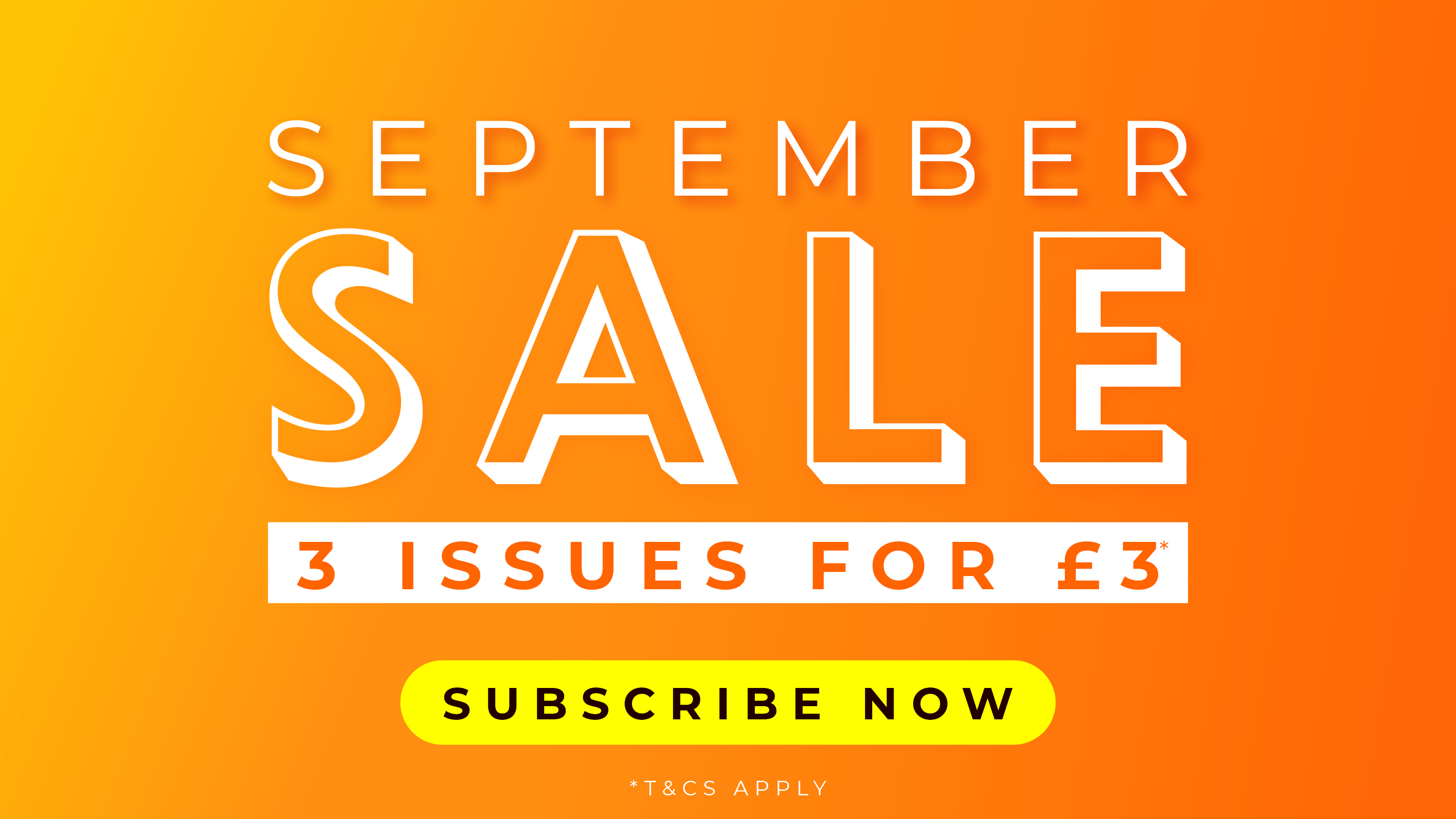 magazine subscription offer in white text on an orange background