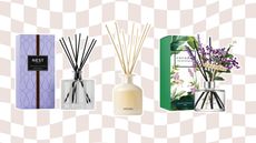 Prime Day reed diffuser deals on checkered background