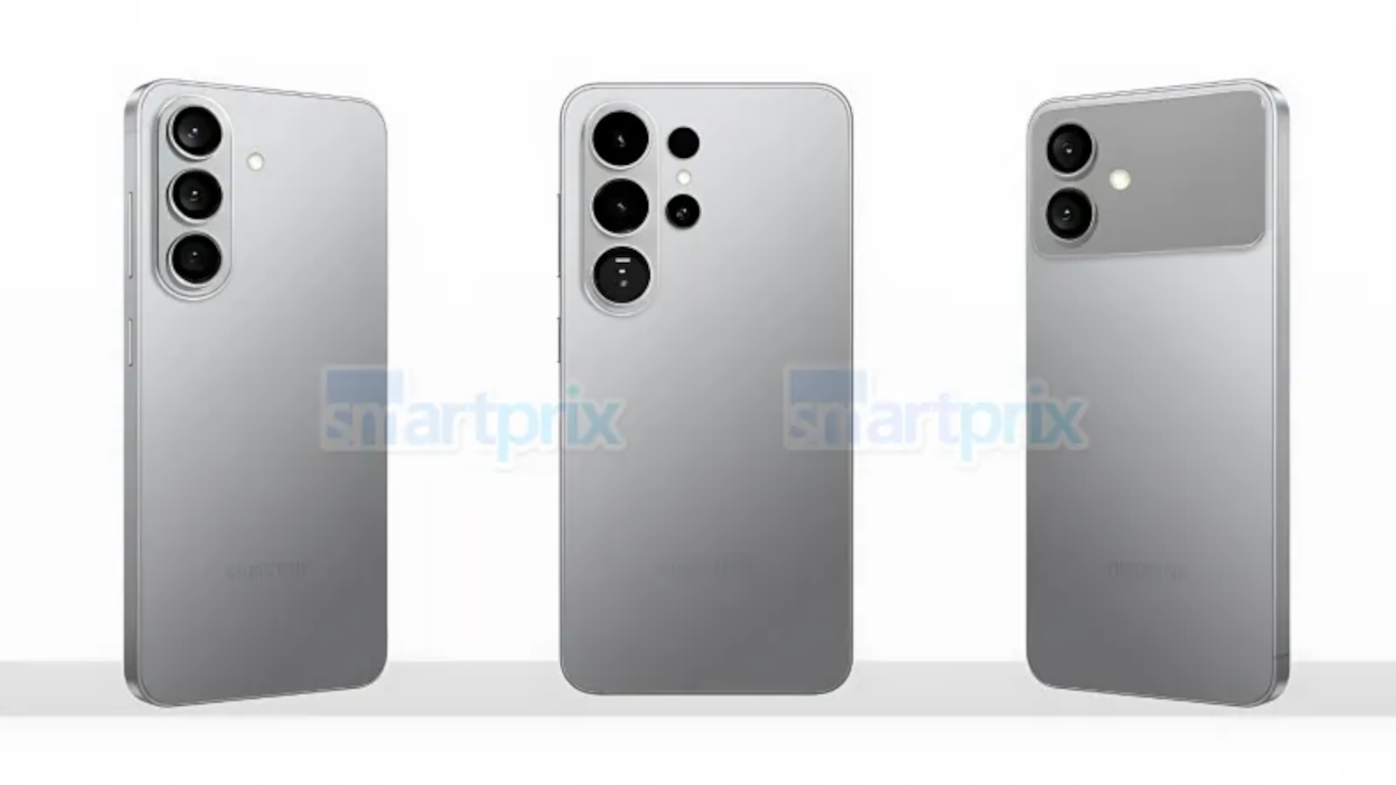 Galaxy S26 Pro (left), S26 Ultra (middle), Galaxy S26 Edge (right)
