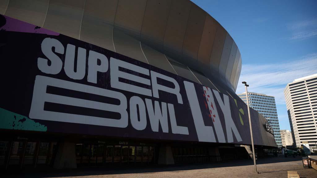 Caesars Superdome in New Orleans with Super Bowl signage