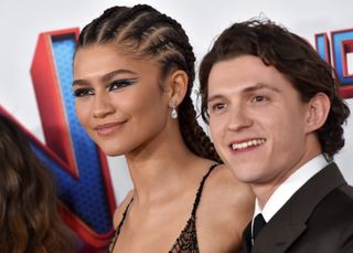 Tom Holland and Zendaya on the red carpet promoting Spider-Man