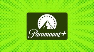 Paramount+ logo on a bright green dot background