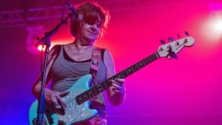 LONDON, ENGLAND - NOVEMBER 10: Gina Birch of The Raincoats performs at EartH Hackney on November 10, 2019 in London, England. (Photo by Lorne Thomson/Redferns)