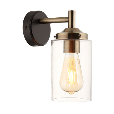 brass and glass wall light