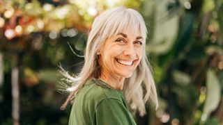 a senior woman smiling