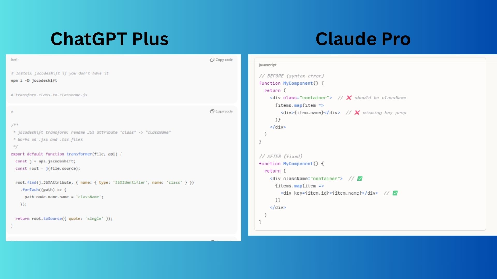 ChatGPT vs Claude Pro screenshot