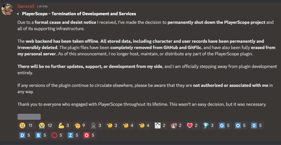 A Discord server screenshot that reads: 