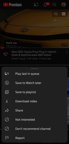 Adding a video to your queue on Android.