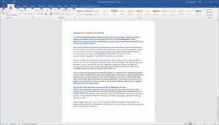 A screenshot of Word in Office 2016
