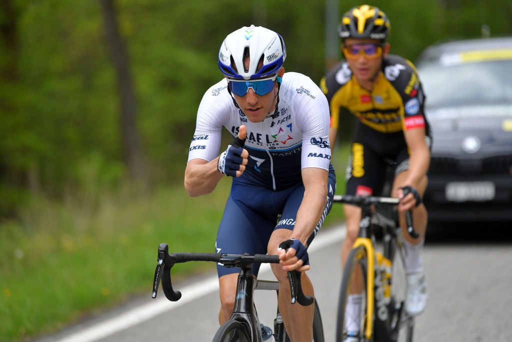 MARTIGNY SWITZERLAND APRIL 28 Michael Woods of Canada and Team Israel StartUp Nation during the 74th Tour De Romandie 2021 Stage 1 a 1681km stage from Aigle to Martigny TDR2021 TDRnonstop UCIworldtour on April 28 2021 in Martigny Switzerland Photo by Luc ClaessenGetty Images
