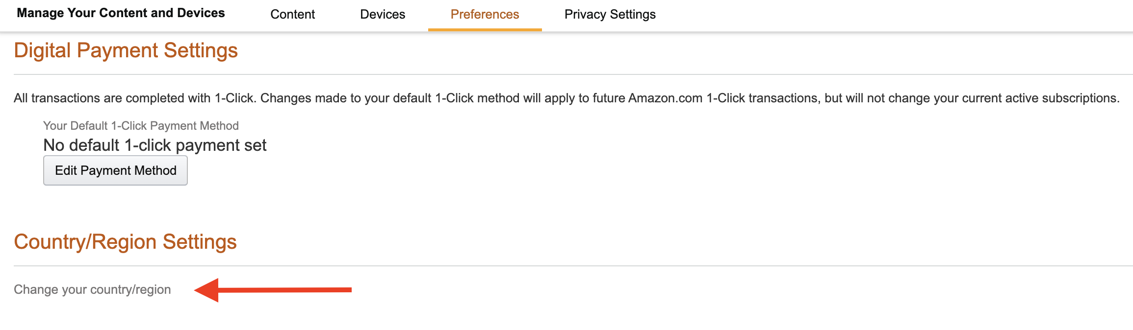 Device preferences for Kindles on the Amazon website