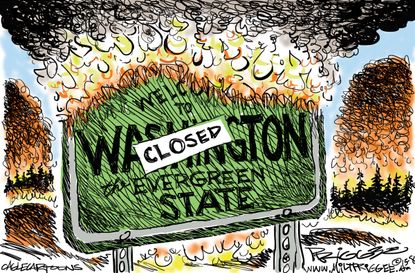 Editorial cartoon U.S. Washington Wildfires