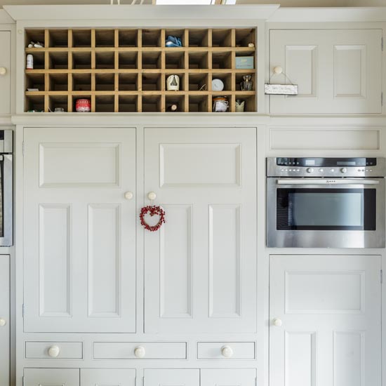 kitchen with grey cabinets
