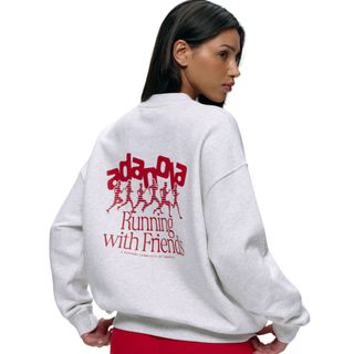 Runners Oversized Sweatshirt - Light Grey Melange/classic Red