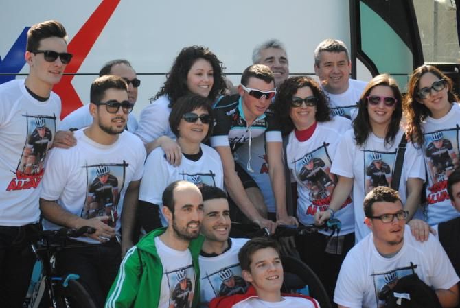 This was Andalusian Alvaro Cuadros' first race as a professional. His cheerful fanclub travelled to support him