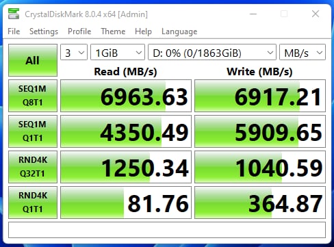 Corsair MP600 PRO LPX CrystalMark performance