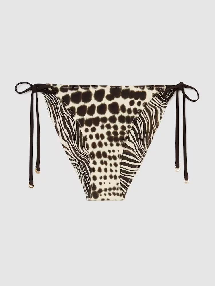 Atelier Animal-Print Reversible Bikini Bottoms in Chocolate