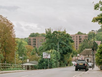 Exteriors showing brick volumes of Lion Green Road, the RIBA Stirling Prize 2026 winner