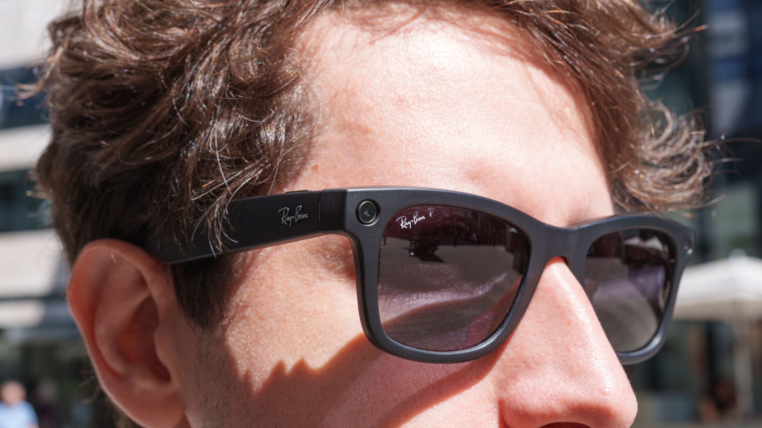 Meta Ray Ban glasses being worn.