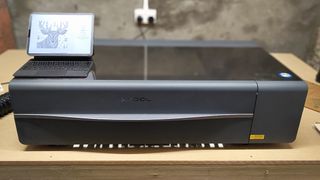 xTool P2 review; a large laser cutter and engraver in a table