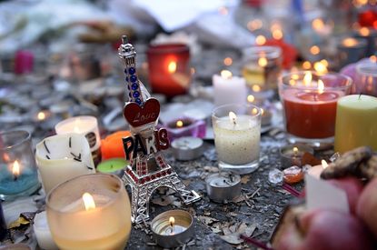 Memorial outside the Bataclan concert hall in Paris