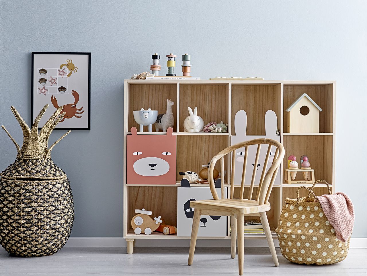 playroom storage with cubbies