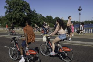 People riding bikes in Hyde Park