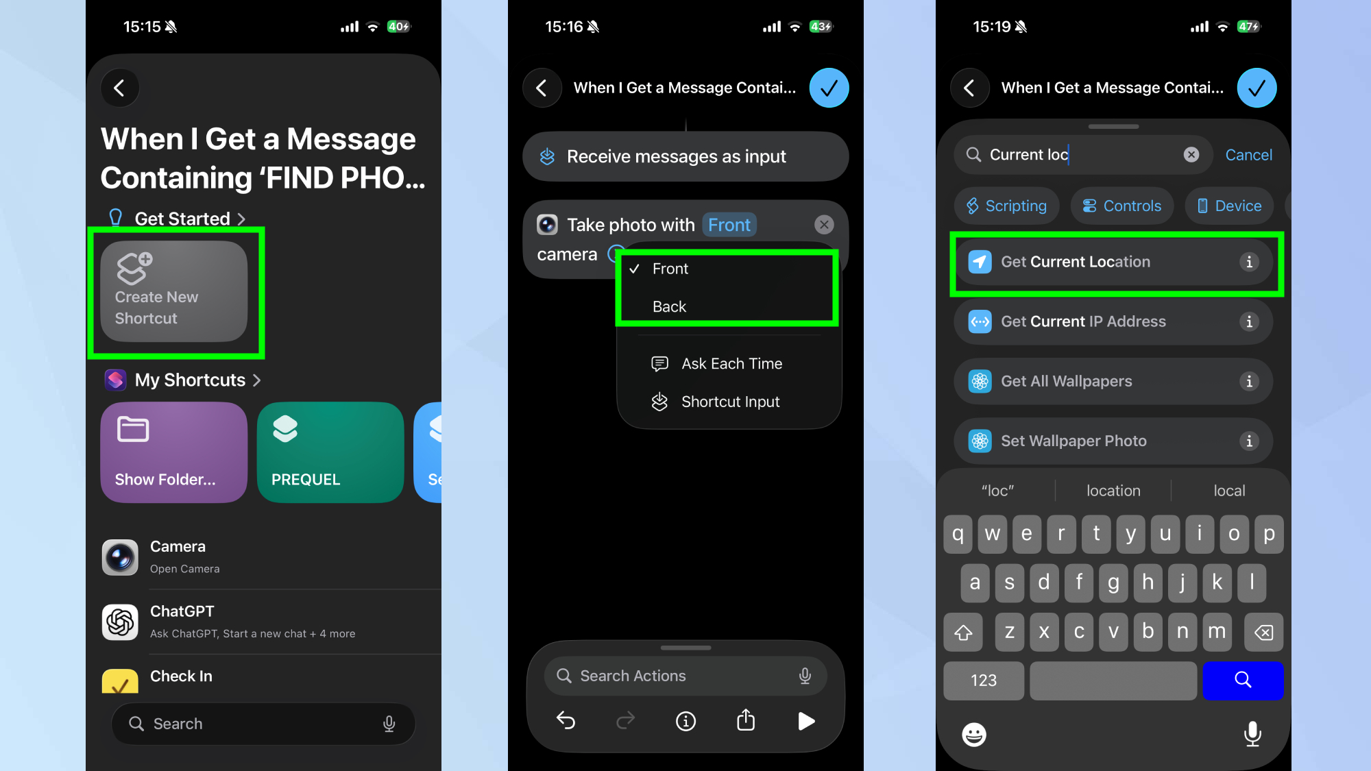  iPhone lost phone shortcut steps 3 highlighted 