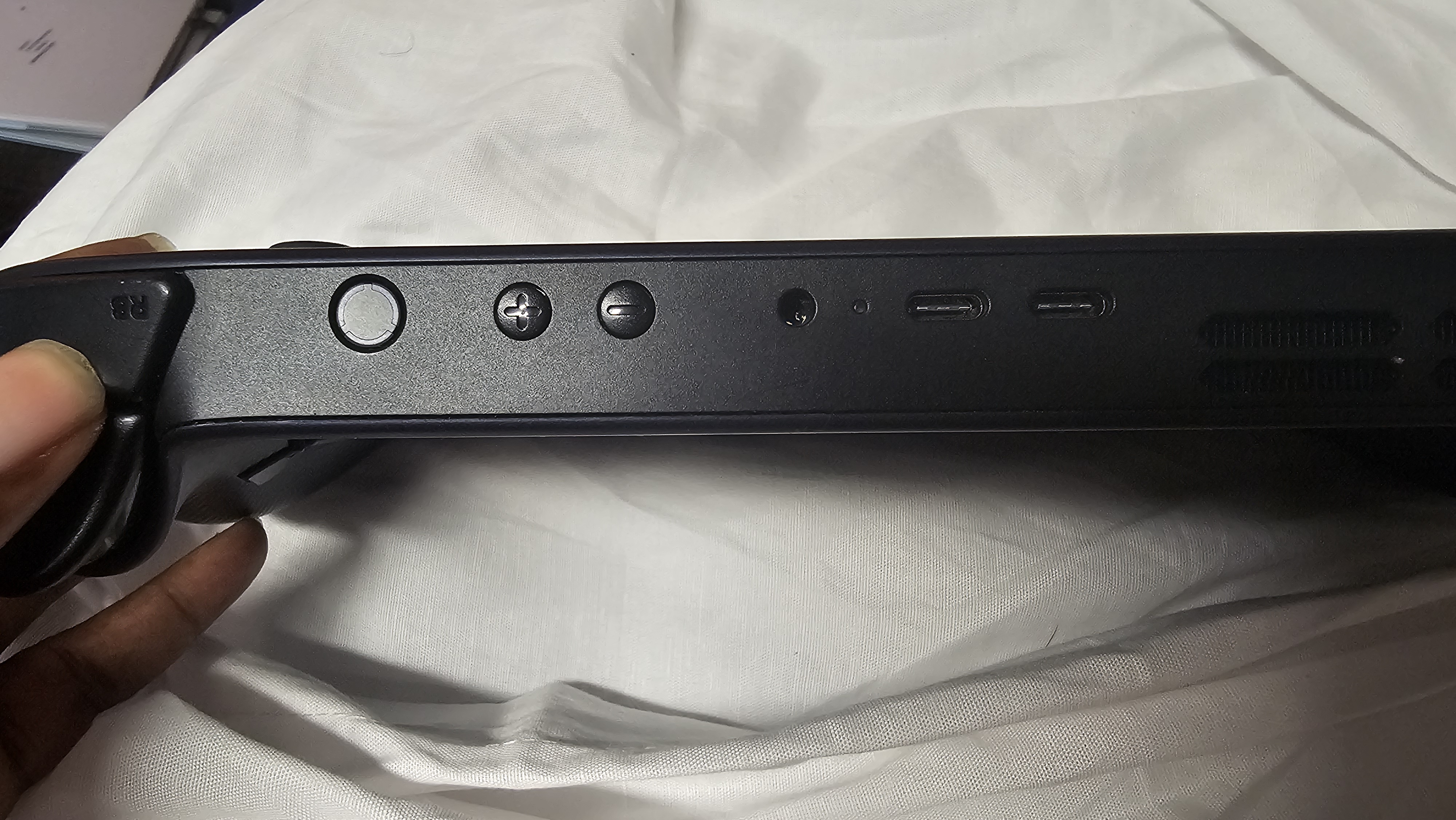 The top of the Lenovo Legion Go S (SteamOS) with its ports visible