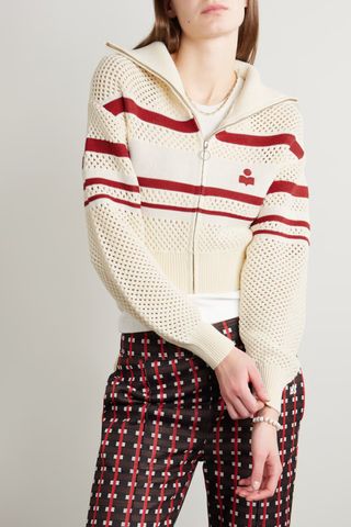 Marant Étoile Alec Striped Intarsia Open-Knit Sweater