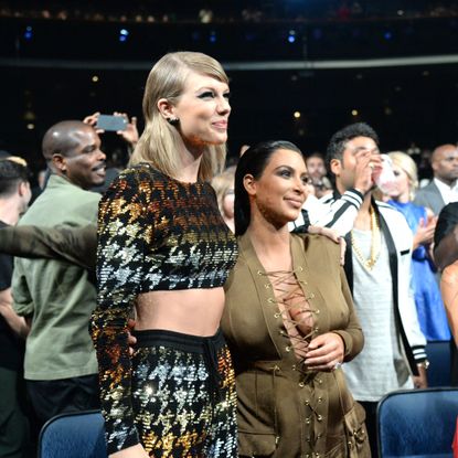 los angeles, ca august 30 taylor swift and kim kardashian west attend the 2015 mtv video music awards at microsoft theater on august 30, 2015 in los angeles, california photo by kevin mazurmtv1415wireimage