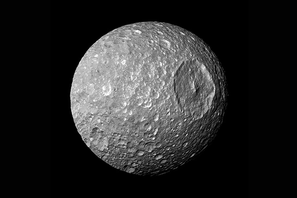 Saturn&#039;s moon Mimas bears an uncanny resemblance to the Death Star in Star Wars.