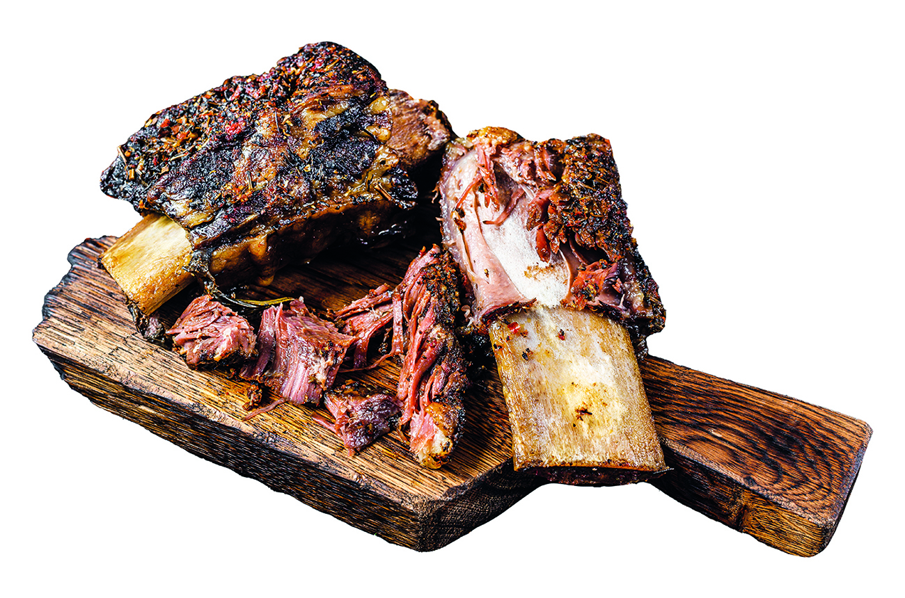 Braised beef short rib on wood board