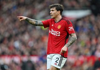 Victor Lindelof in action for Manchester United against Liverpool in the FA Cup in March 2024.