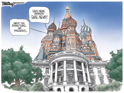 Political Cartoon U.S. Russia White House Kremlin Trump Bannon Putin