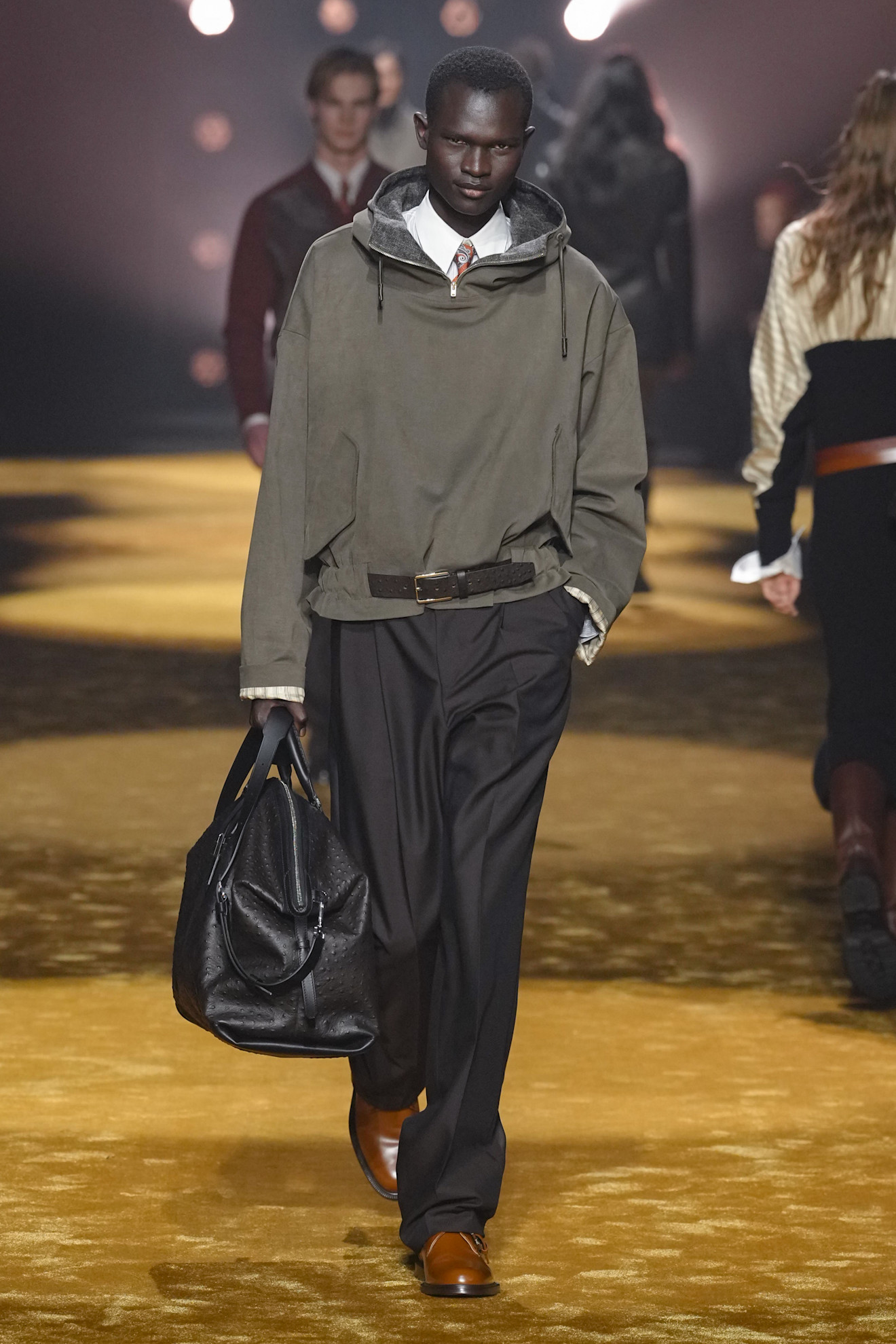 Model walks the Hugo Boss autumn/winter 2026 runway.