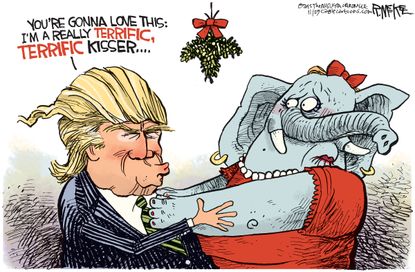 Political cartoon U.S. Donald Trump GOP Christmas
