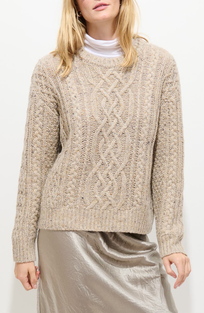 Madelyn Cable Knit Wool Blend Donegal Sweater