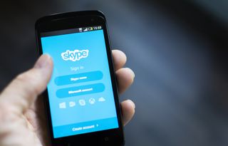Skype blue login screen on a smartphone
