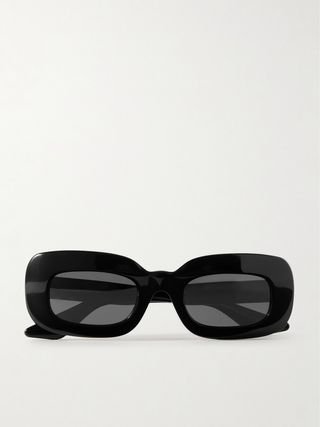 + Khaite 1966c Oversized Rectangular-Frame Acetate Sunglasses