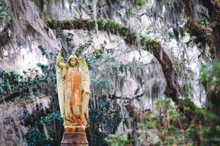 A statue of an angel in Bonaventure Cemetery in Savannah, Georgia