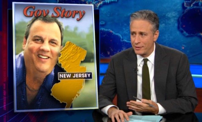 Jon Stewart fondly slams Chris Christie